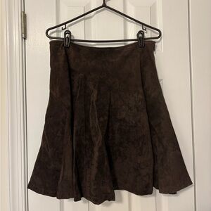 Jones New York Dark Brown A-Line 100% Suede Skirt